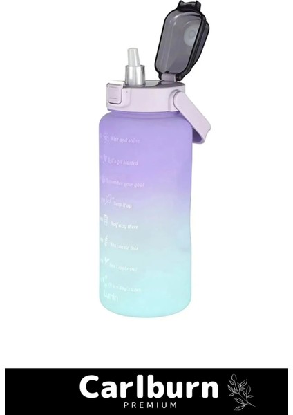 Premium Çift Renk Ölçü Baskılı Sızdırmaz Akmaz Motivasyon Matara Suluk Sağlıklı Plastik 2 Lt Su Şişe fırsatları