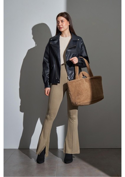 Vizon Shopper Peluş El ve Omuz Çantası