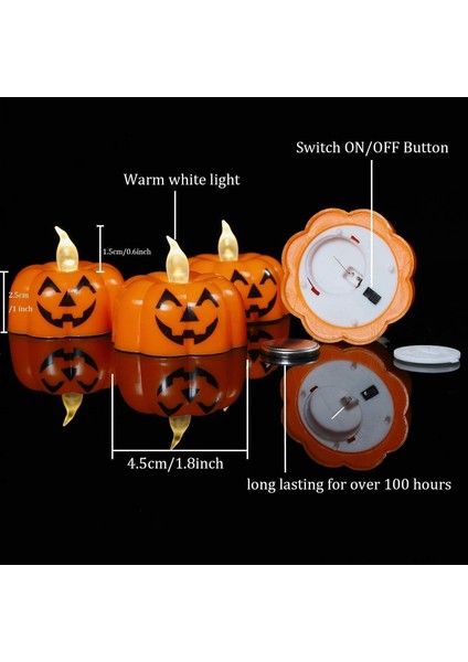 Cadılar Bayramı Mini Turuncu Balkabağı Tealight Mum 10 Adet