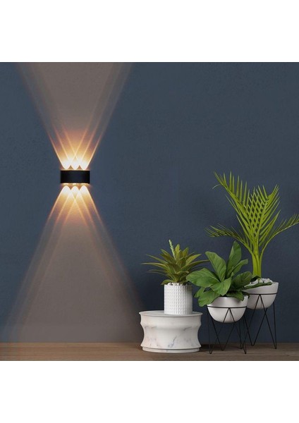 Elektrik Bağlantılı, 6 Watt, Amber Işık Ledli, Ultra Kaliteli Iç ve Dış Mekan, Bahçe, Balkon Apliği