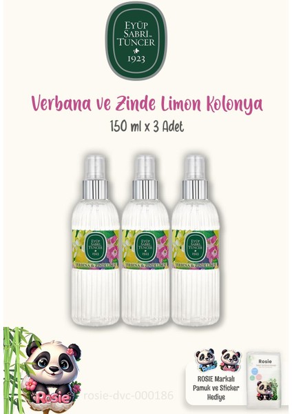 3'lü Eyüp Sabri Tuncer Verbena & Zinde Limon Kolonyası 150 ml ve Doğal Rosıe