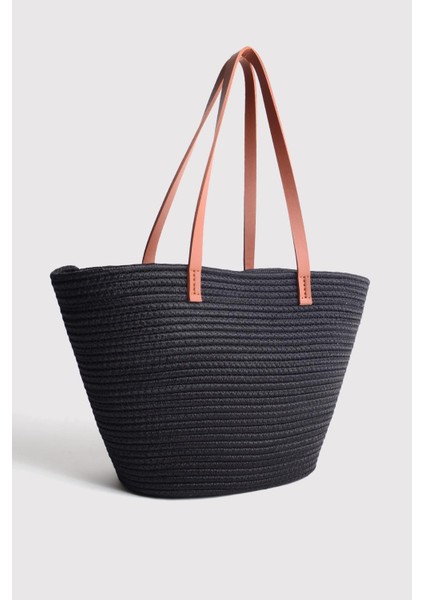 Siyah Taba Dokuma Kumaş Büyük Omuz Çanta fiyatları