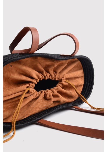 Siyah Taba Dokuma Kumaş Büyük Omuz Çanta indirimleri