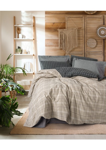 Warm Flanel Çift Kişilik Siiras Gri Nevresim Takımı