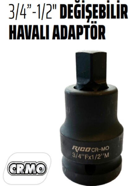 3/4-1/2 Dönüştürücü Adaptör Lokma Değişken Uçlu