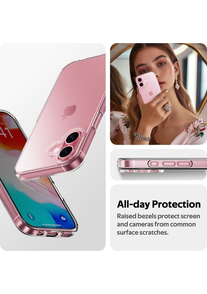 iPhone 16 Plus Kılıf Şeffaf Silikon Kamera Koruma Çıkıntılı Ultra İnce Slim