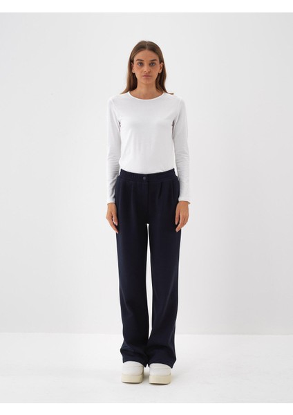 Kadın Beyaz Modal Dokulu Slim Fit Uzun Kollu Tişört