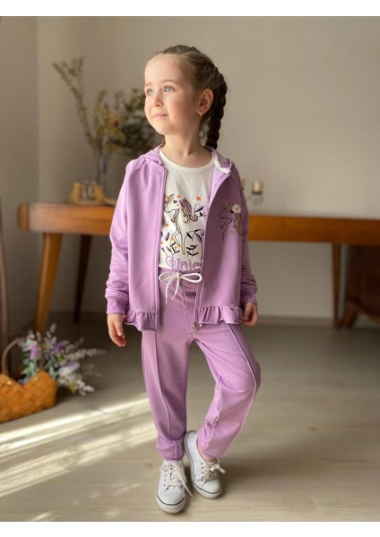 Uncrn Hırkalı 3 Lü Kız Çocuk takım - Lila fiyatları
