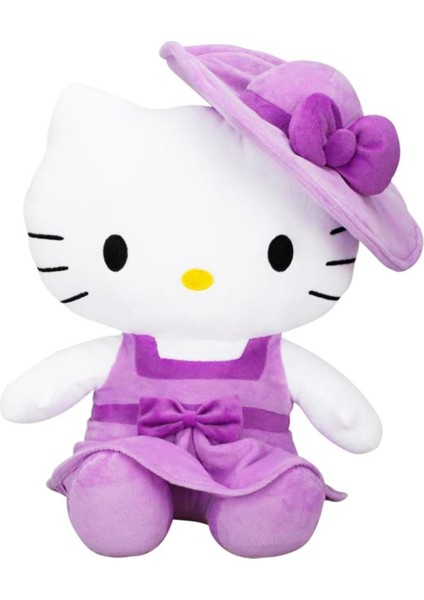 Lisanslı Mor Hello Kitty Şapkalı Peluş 36 cm