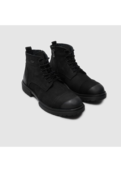 Erkek Postal Bot Siyah Nubuk Vegan Kürk ile Kışlık ve Konforlu Kullanım 44 Numara fırsatları