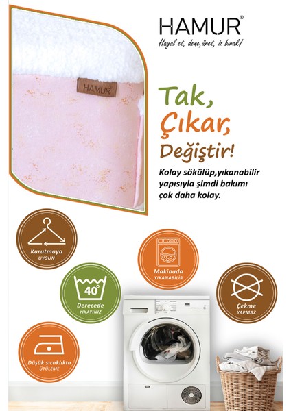 Yıkanabilir Puf Tabure Kılıfı Tak-Çıkar-Değiştir-Yenile Orta Sehpa Kılıfı Bb Solid Pudra Pembe fırsatları