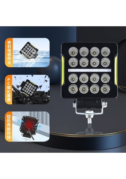 Offroad Sis Lambası Kare 10,5 X 3,5 X 12Cm 12-80V 35W Beyaz-Amber Adet / Lass351-1