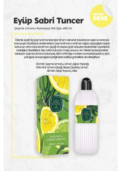 Çeşme Limonu Kolonyası Pet Şişe 400 ml x 3 Adet + Rosie 60'lı fiyatları