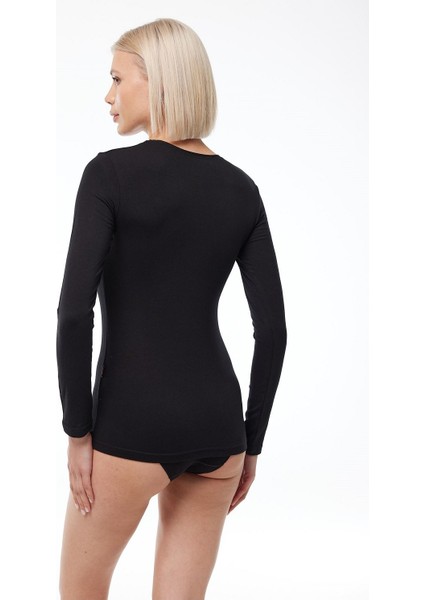 181 Kadın Modal V Yaka Uzun Kol Body modelleri