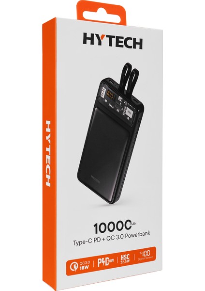 H120 10000MAH HSC22.5W PD20W+QC3.0 18W Siyah LCD Şeffaf Taşınabilir Pil Şarj Cihazı Powerbank