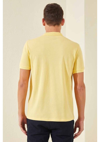 Sarı Klasik Kısa Kol Standart Kalıp Polo Yaka Erkek T-Shirt - 87787