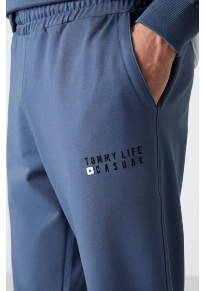 Tommy Life Petrol Casual O Yaka Lastik Paça Erkek Oversize Eşofman Takımı - 85120