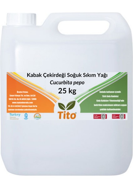 Kabak Çekirdeği Soğuk Sıkım Yağı Cucurbita Pepo 25 kg