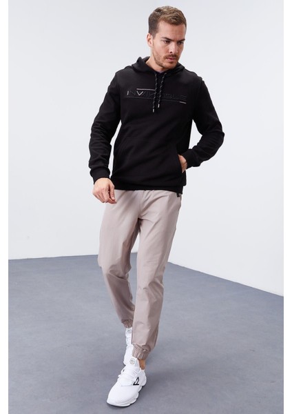Siyah Kanguru Cep Standart Kalıp Kapüşonlu Erkek Sweatshirt - 87883