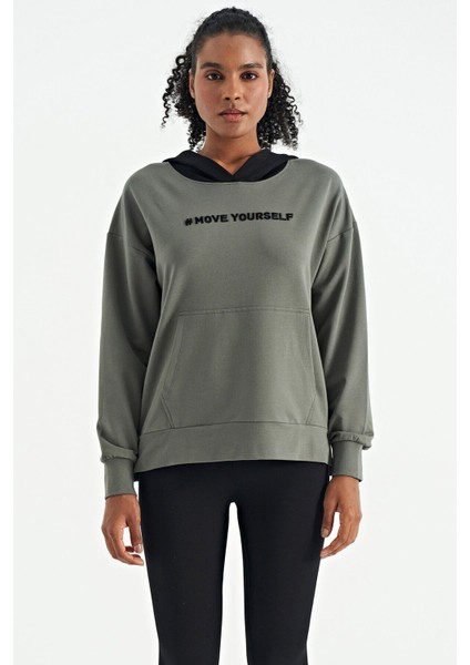 Çağla Kadın Kapüşonlu Kanguru Cep Kadın Oversize Sweatshirt - 97161