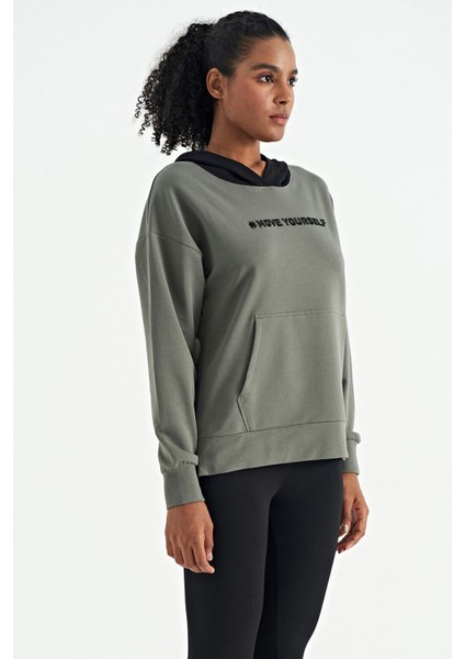 Çağla Kadın Kapüşonlu Kanguru Cep Kadın Oversize Sweatshirt - 97161