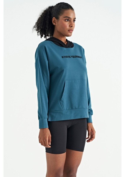 Zümrüt Kadın Kapüşonlu Kanguru Cep Kadın Oversize Sweatshirt - 97161