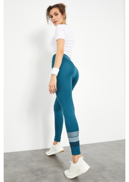 Zümrüt Yüksek Bel Yazı Baskılı Slim Fit Dar Paça Kadın Tayt - 94544