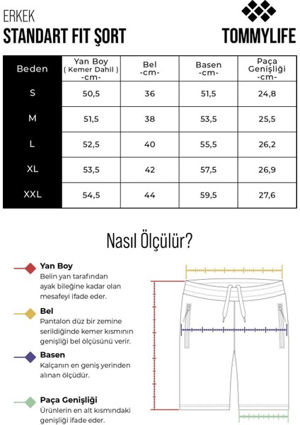 Tommy Life İndigo Gizli Fermuar Arka Cepli Bağcıklı Standart Kalıp Erkek Şort - 81136