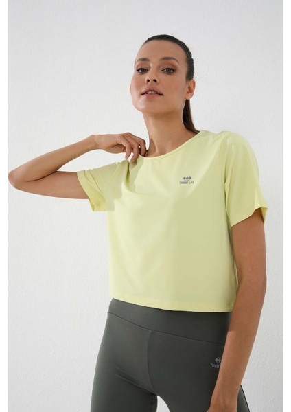 Limon Basic Kısa Kol Standart Kalıp O Yaka Kadın Crop Top T-Shirt - 97143