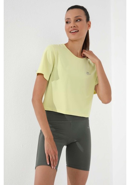 Limon Basic Kısa Kol Standart Kalıp O Yaka Kadın Crop Top T-Shirt - 97143