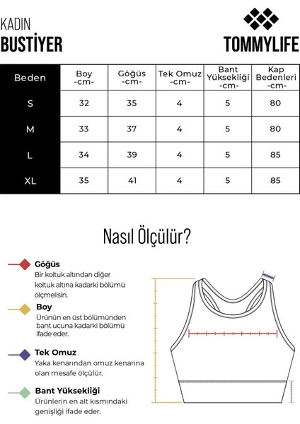 Tommy Life Yağ Yeşili Sırt Detaylı Dar Kalıp U Yaka Kadın Spor Büstiyer - 97120