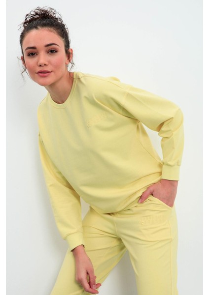 Limon O Yaka Oversize Lastik Paça Kadın Eşofman Takım - 95287