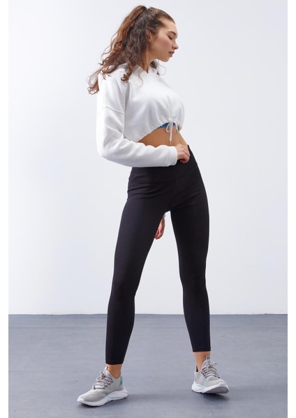 Siyah Yüksek Bel Termal Slim Fit Dar Paça Kadın Tayt - 94577