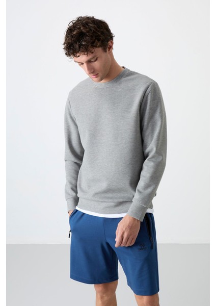 Tommy Life Gri Melanj Basic O Yaka Rahat Form Erkek Sweatshirt - 88053