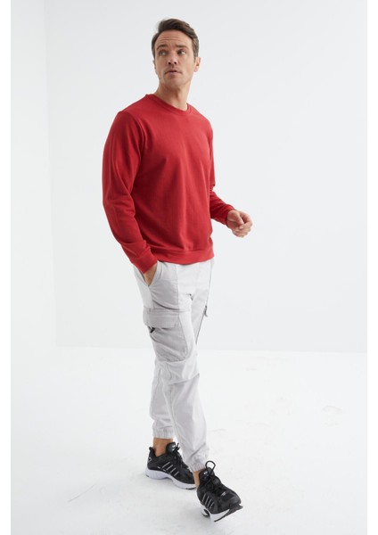 Kırmızı Basic O Yaka Rahat Form Erkek Sweatshirt - 88053