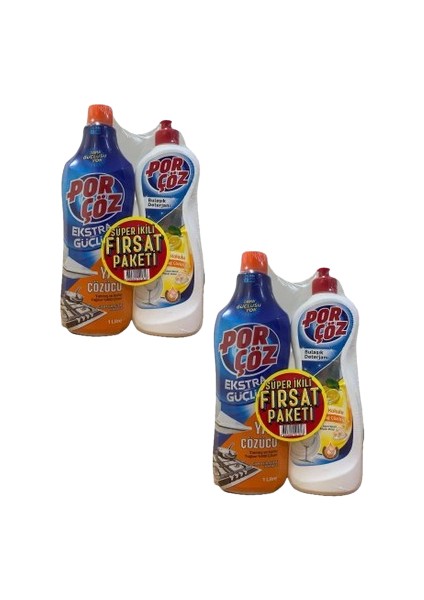 2 Adet 675 ml Elde Bulaşık Deterjanı Limon + 2 Adet 1000 ml Ekstra Güçlü Yağ Çözücü