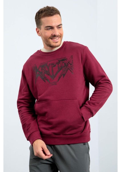Erguvan Erkek Yazı Baskılı O Yaka Rahat Form Sweatshirt - 88037