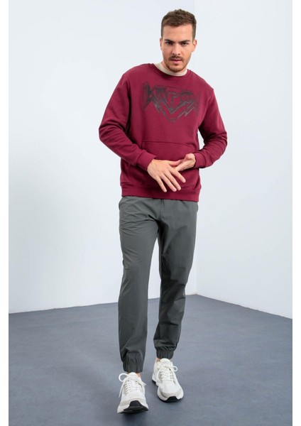 Erguvan Erkek Yazı Baskılı O Yaka Rahat Form Sweatshirt - 88037