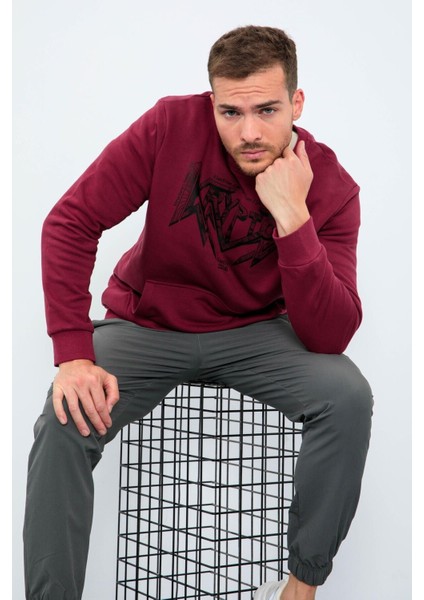 Erguvan Erkek Yazı Baskılı O Yaka Rahat Form Sweatshirt - 88037