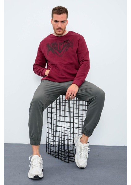 Erguvan Erkek Yazı Baskılı O Yaka Rahat Form Sweatshirt - 88037