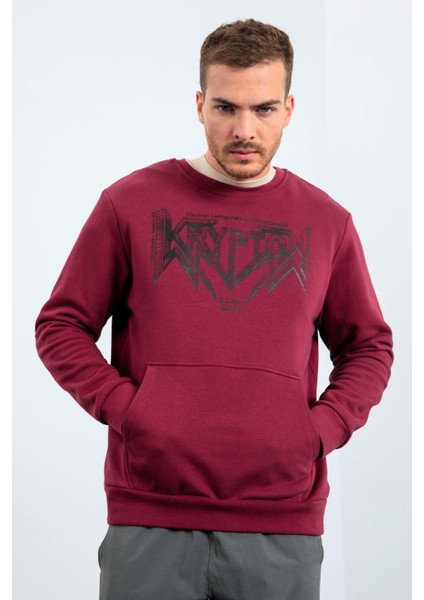 Erguvan Erkek Yazı Baskılı O Yaka Rahat Form Sweatshirt - 88037
