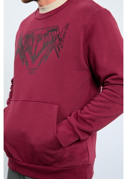 Erguvan Erkek Yazı Baskılı O Yaka Rahat Form Sweatshirt - 88037