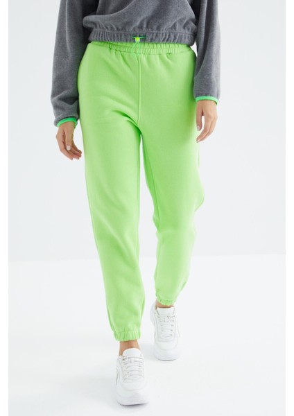 Fıstık Yeşil Yüksek Bel Rahat Form Basic Jogger Kadın Eşofman Alt - 94624