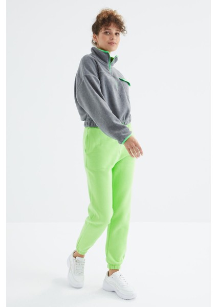 Fıstık Yeşil Yüksek Bel Rahat Form Basic Jogger Kadın Eşofman Alt - 94624