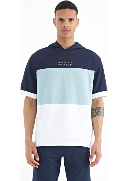 Tommy Life Beyaz Kapüşonlu Baskı Detaylı Oversize Erkek T-shirt - 88191