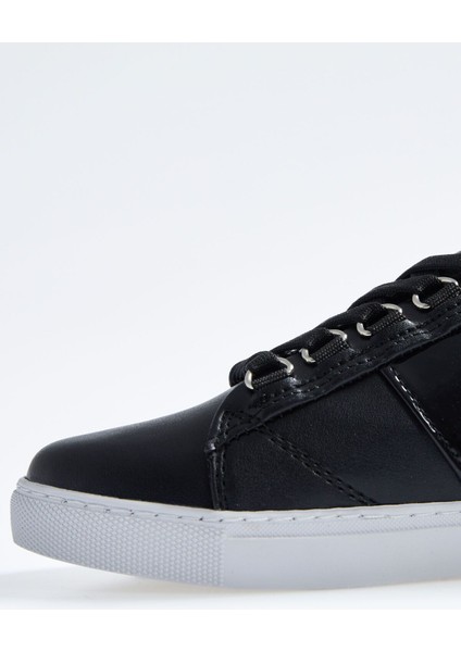 Tommy Life Siyah Bağcıklı Şerit Detaylı Suni Deri Kadın Spor Ayakkabı - 89202 modelleri