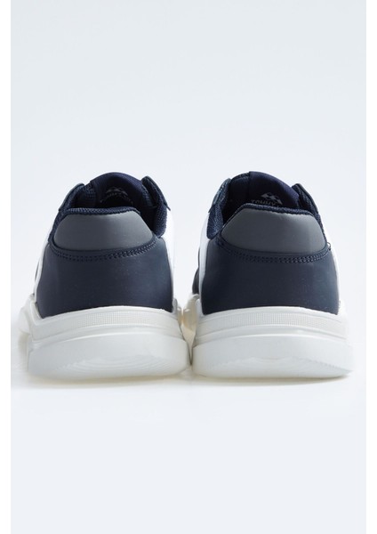 Tommy Life Lacivert Bağcıklı Yüksek Taban Suni Deri Detaylı Erkek Spor Ayakkabı - 89117