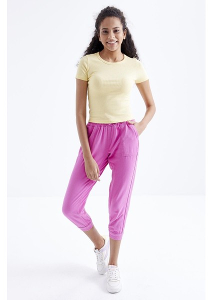 Sarı Basic Kısa Kol O Yaka Kadın T-Shirt - 97202