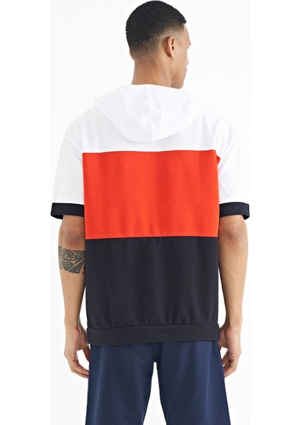 Tommy Life Lacivert Kapüşonlu Baskı Detaylı Oversize Erkek T-shirt - 88191