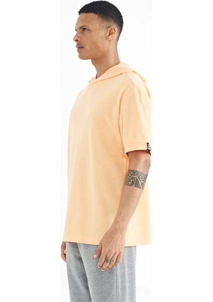 Kavun Içi Kapüşonlu Kol Etiket Detaylı Oversize Erkek T-shirt - 88179 indirimleri
